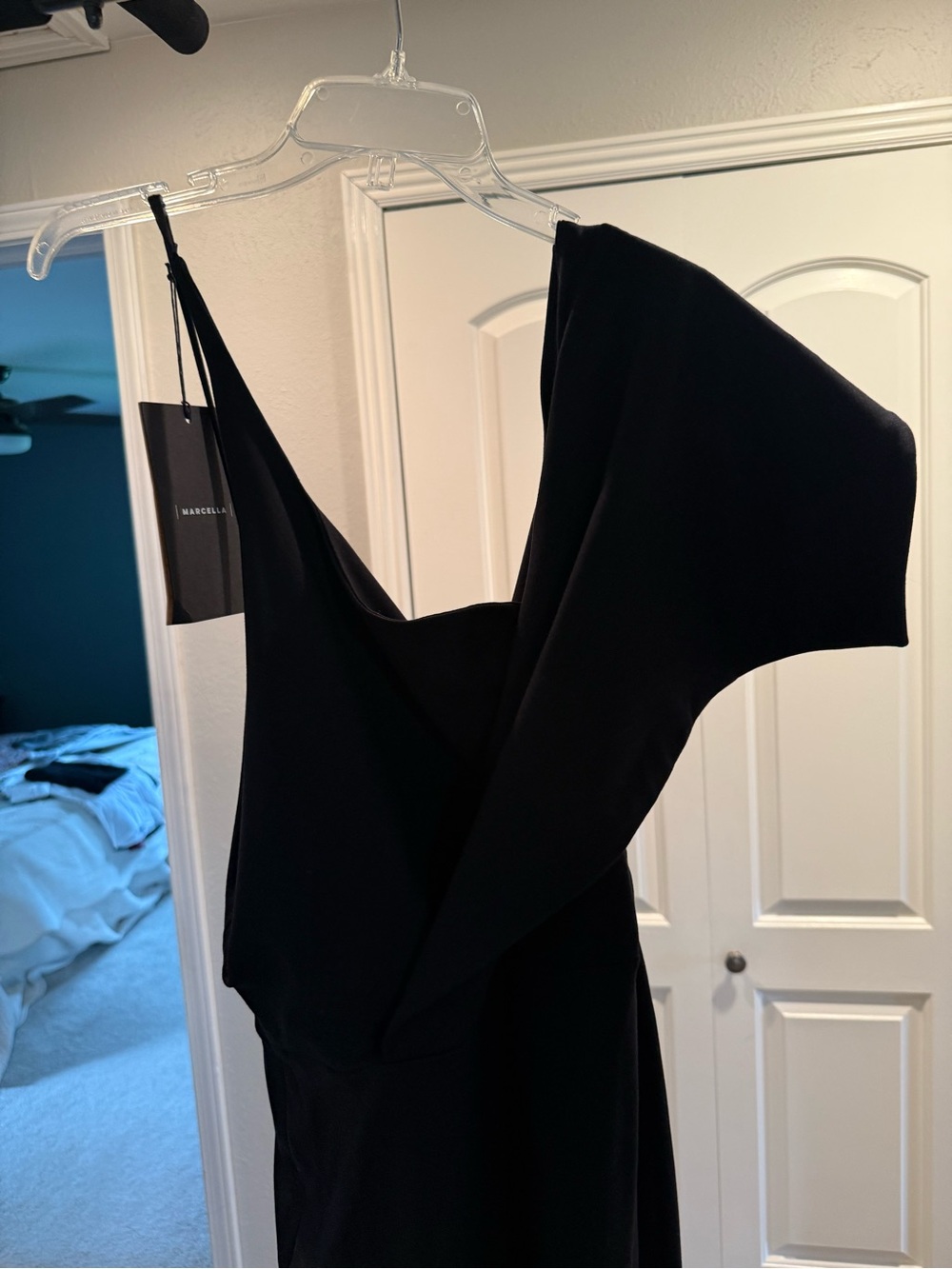 One-Shoulder Black Midi Dress - Picture 2 of 4